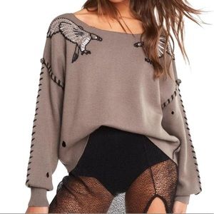 Rare! WILDFOX Playa Thunderbirds Beaded Sweater